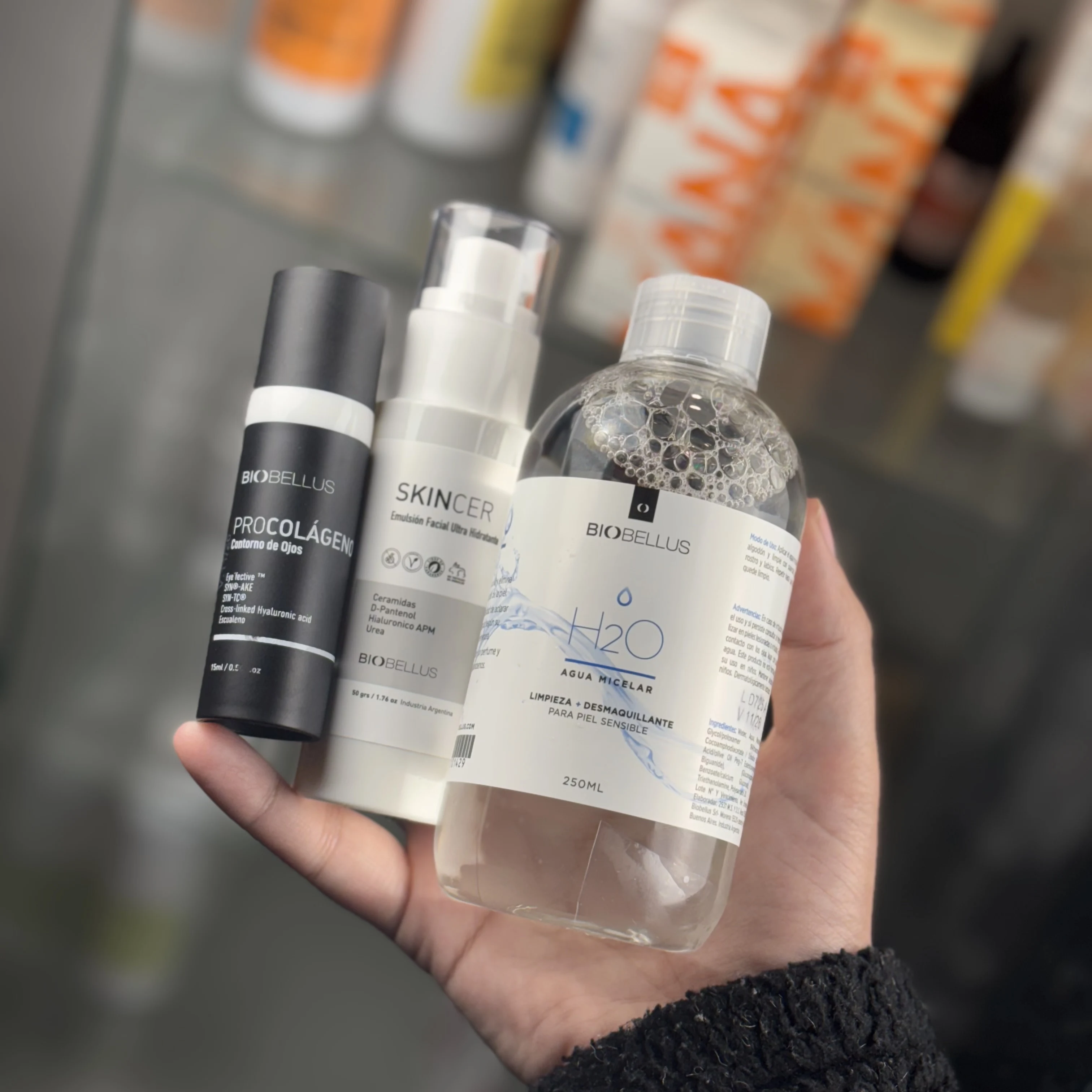 Combo Agua Micelar x250ml + Contorno Ojos Procolágeno x50ml + Skincer Facial Ultrahidratante x50ml 