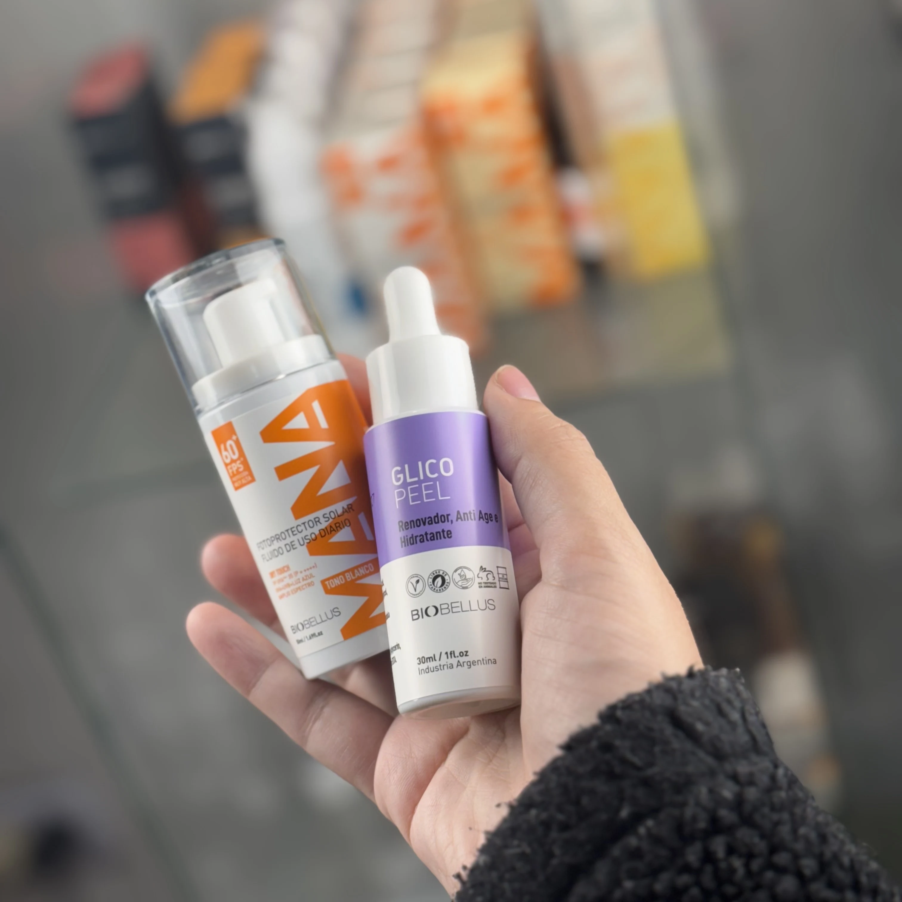 Combo Protector Solar MANA x50ml + Glico Peel x30ml Biobellus Antiage y Renovador