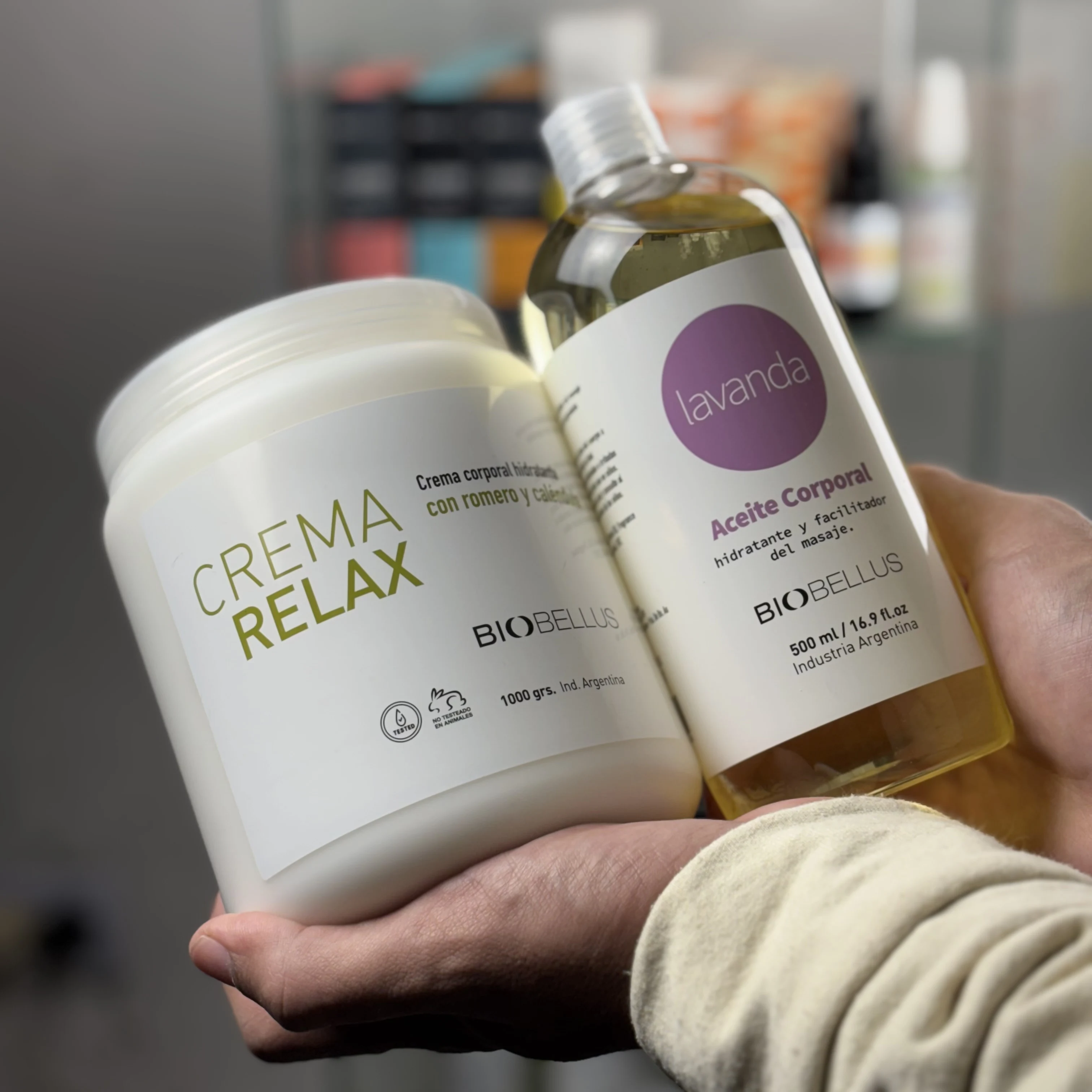 Combo Aceite Lavanda x500cc + Crema Relax x1kg Biobellus Hidratante Relajante