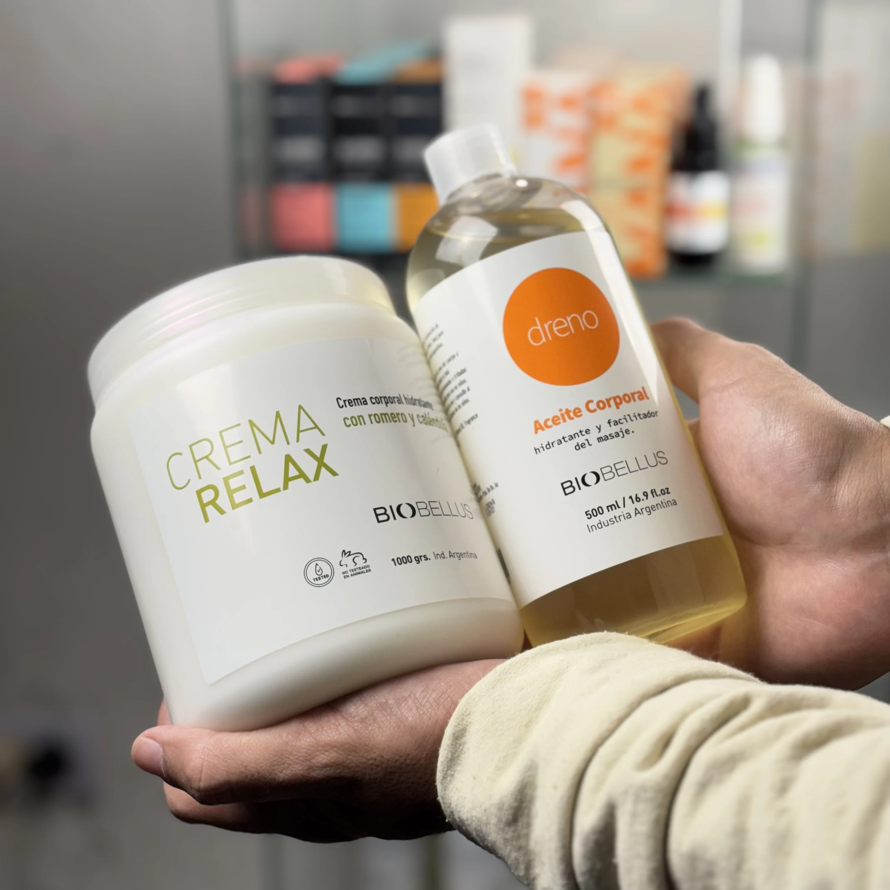  Combo Crema Relax x1kg + Aceite Masajes Dreno Circulatorio x500cc Biobellus Piernas Cansadas