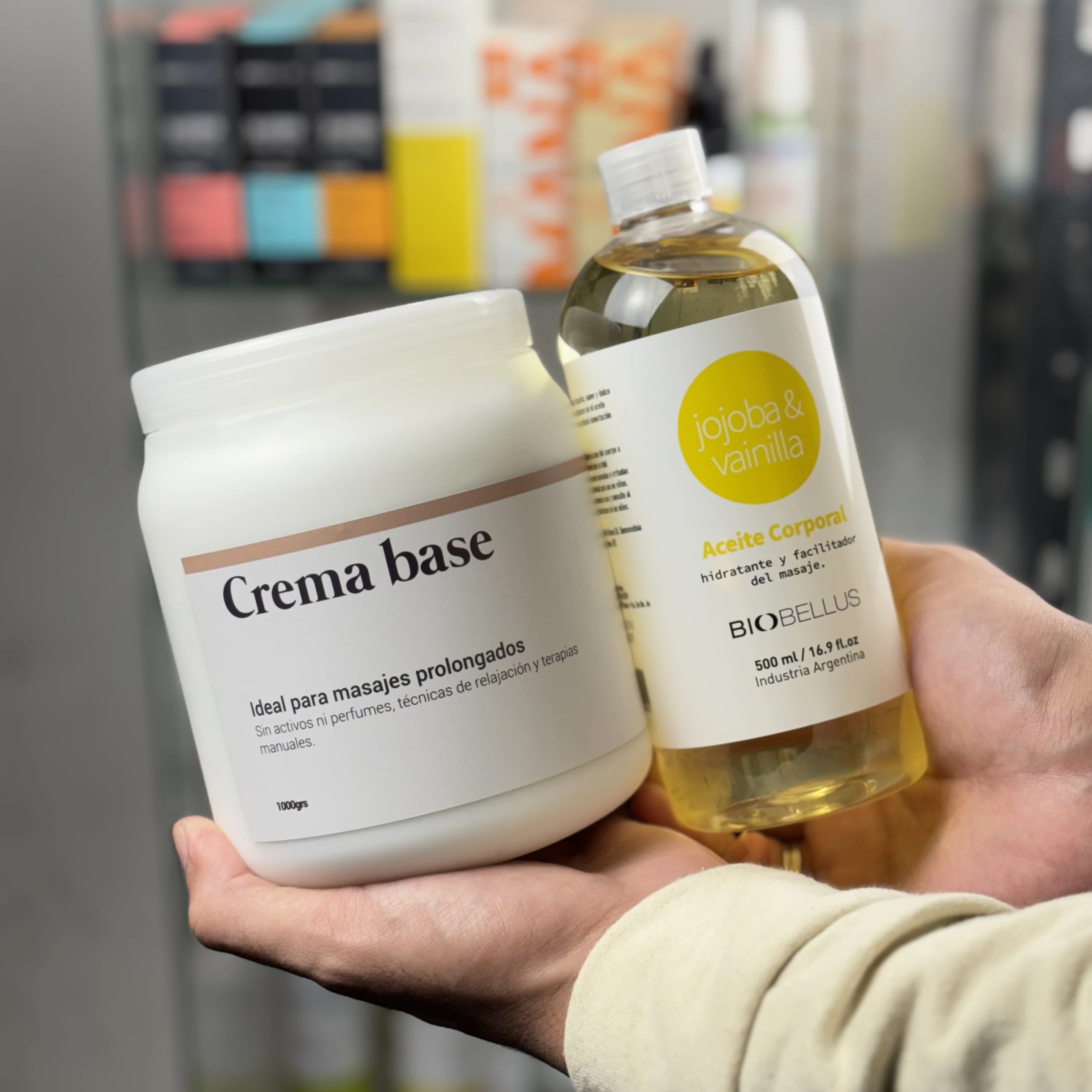 Combo Crema Base Dermabella x1kg + Aceite Jojoba y Vainilla Biobellus x500cc Nutrición e Hidratación