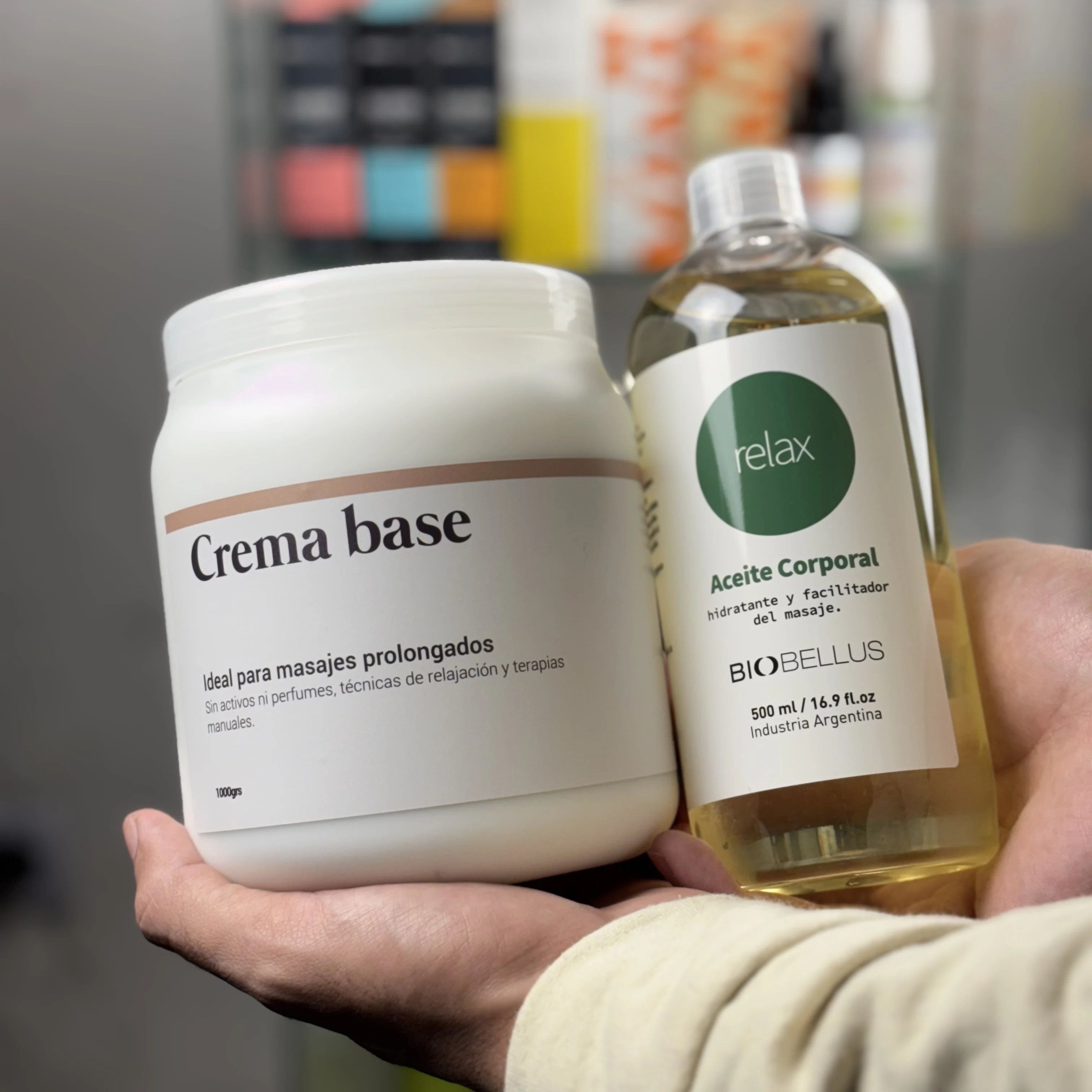 Combo Aceite Relax 500cc + Crema Base x1kg Masajes Prolongados Corporales Aromaterapia Profesional