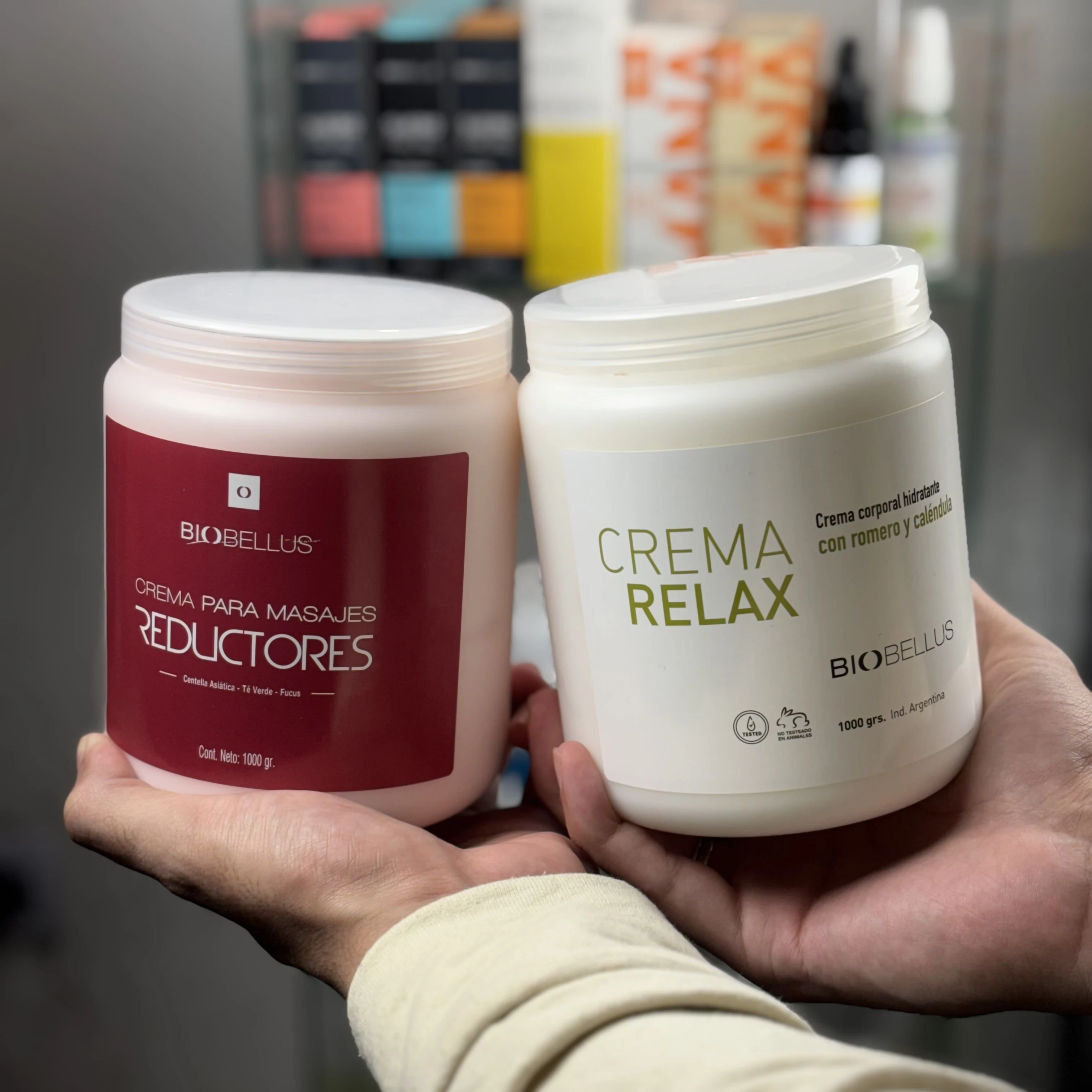 Combo Crema Reductora x1kg + Crema Relax x1kg Biobellus Masajes Corporales