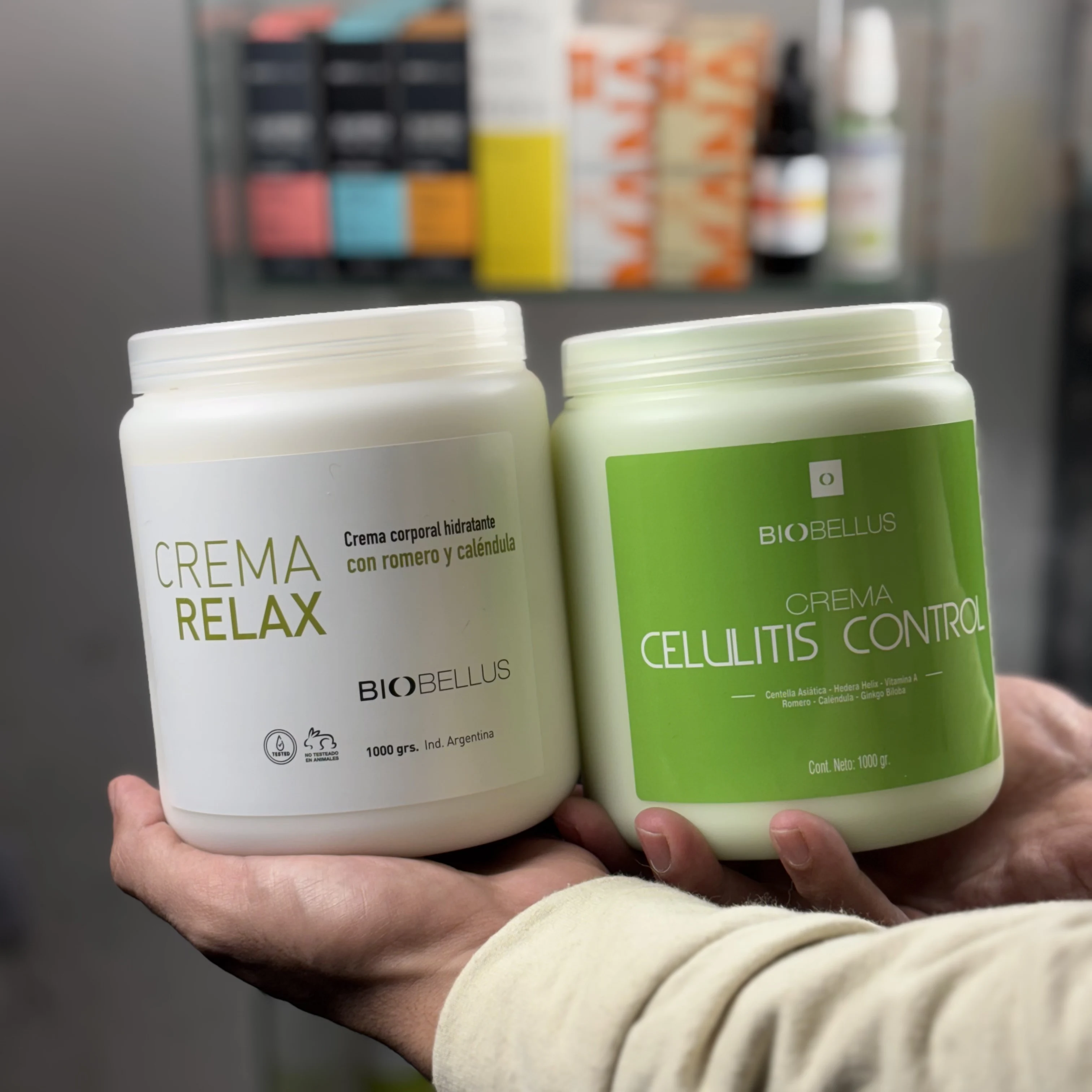 Combo Crema Relax x1kg + Celulitis Control x1kg Biobellus Masajes y Reducción