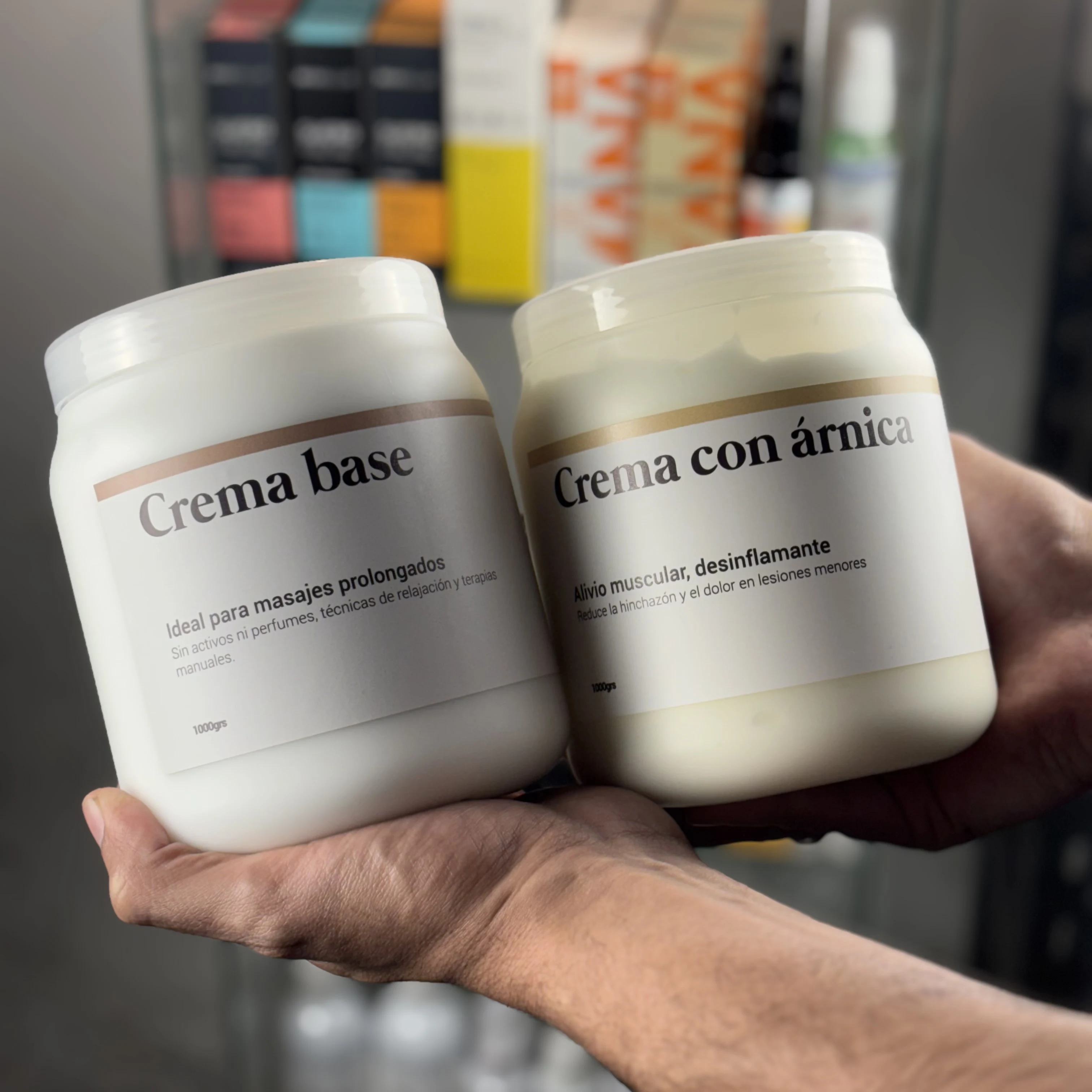 Combo Crema Con Arnica x1kg + Crema Base x1kg Dermabella Masaje Profesional Analgésico