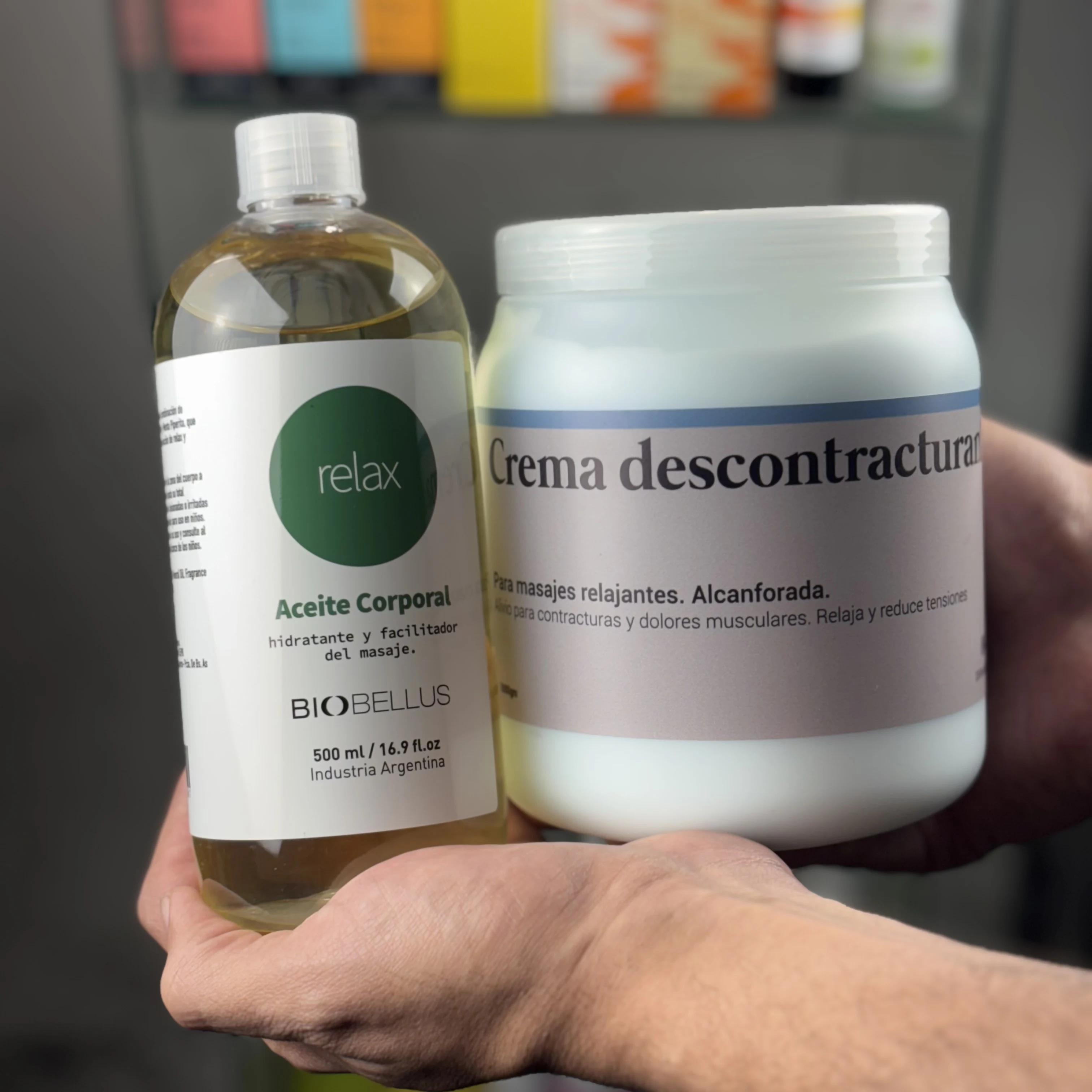 Combo Crema Descontracturante Dermabella x1kg + Aceite Relax Biobellus x500cc Relajación Muscular y Sensorial