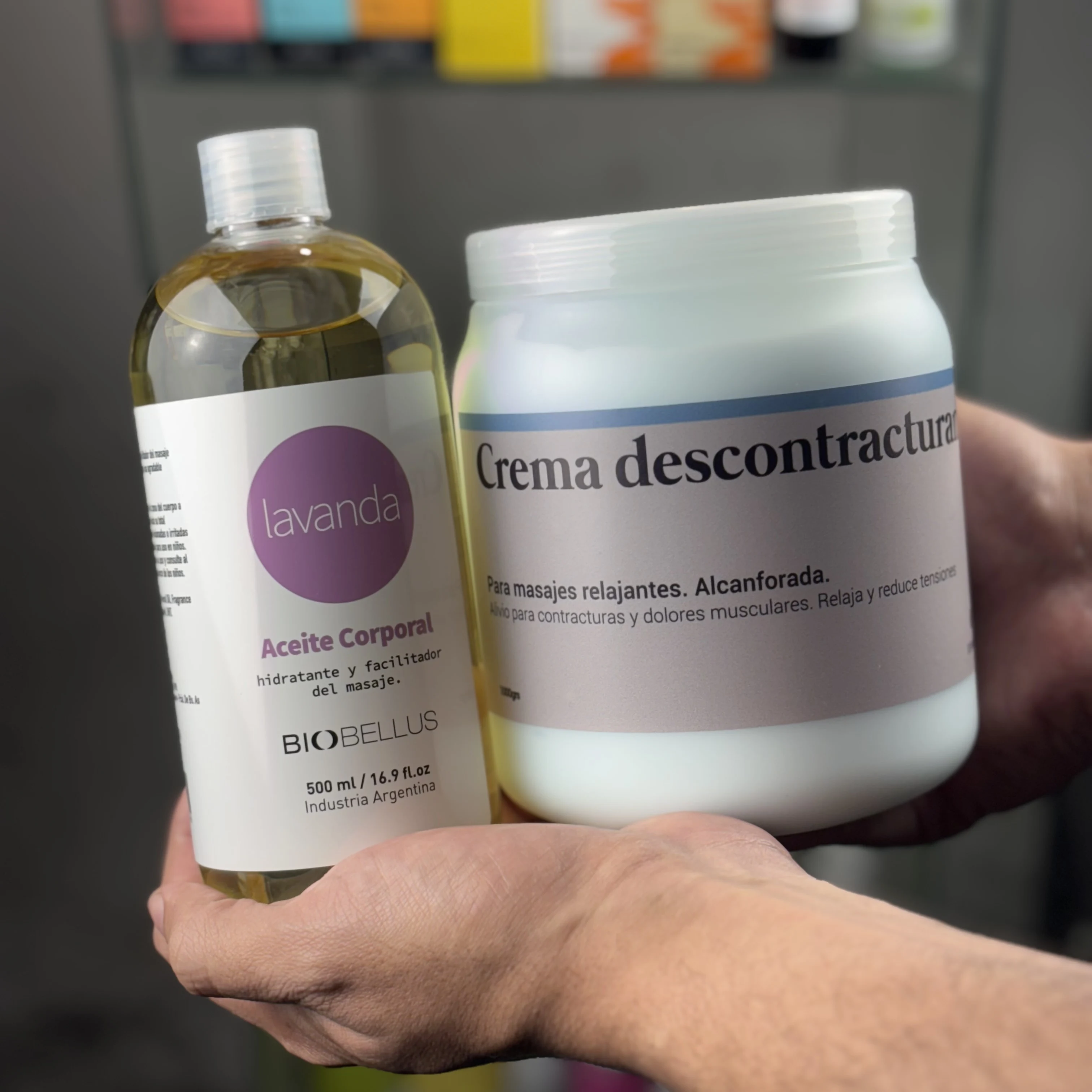 Combo Aceite Lavanda Biobellus x500cc + Crema Descontracturante Dermabella x1kg Relajación y Alivio Muscular