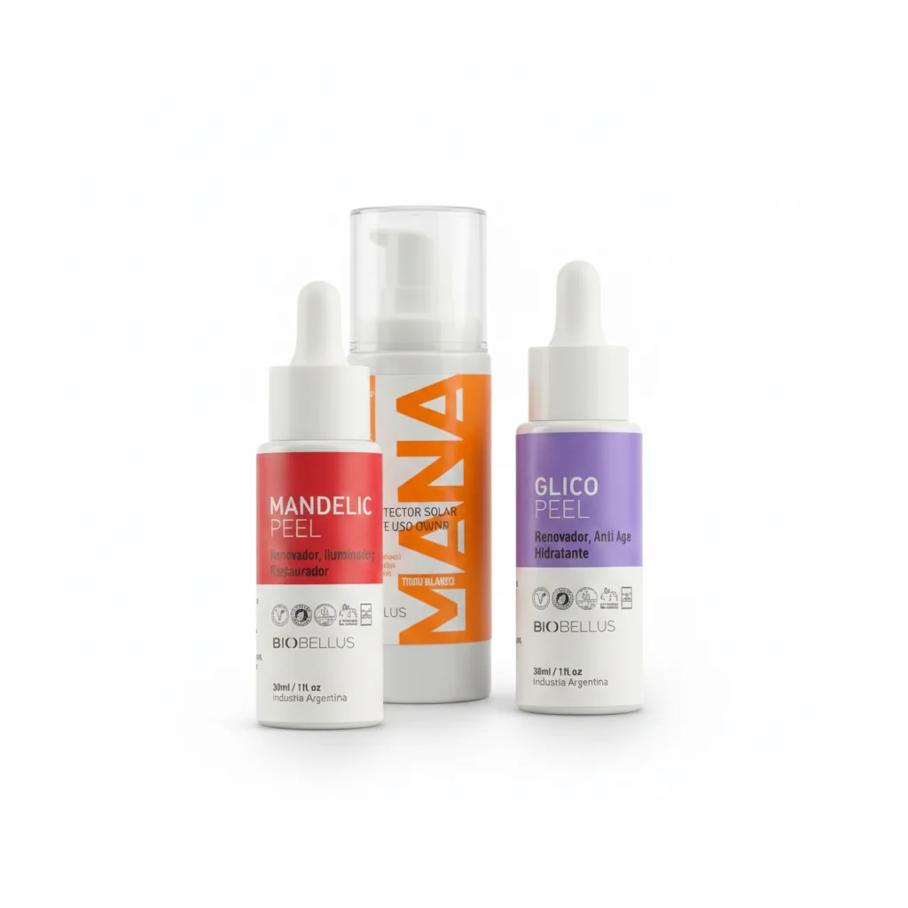 Combo Protector Solar MANA x50ml + Glico Peel x30ml + Mandelic Peel x30ml Renovacion, Luminosidad y Protección
