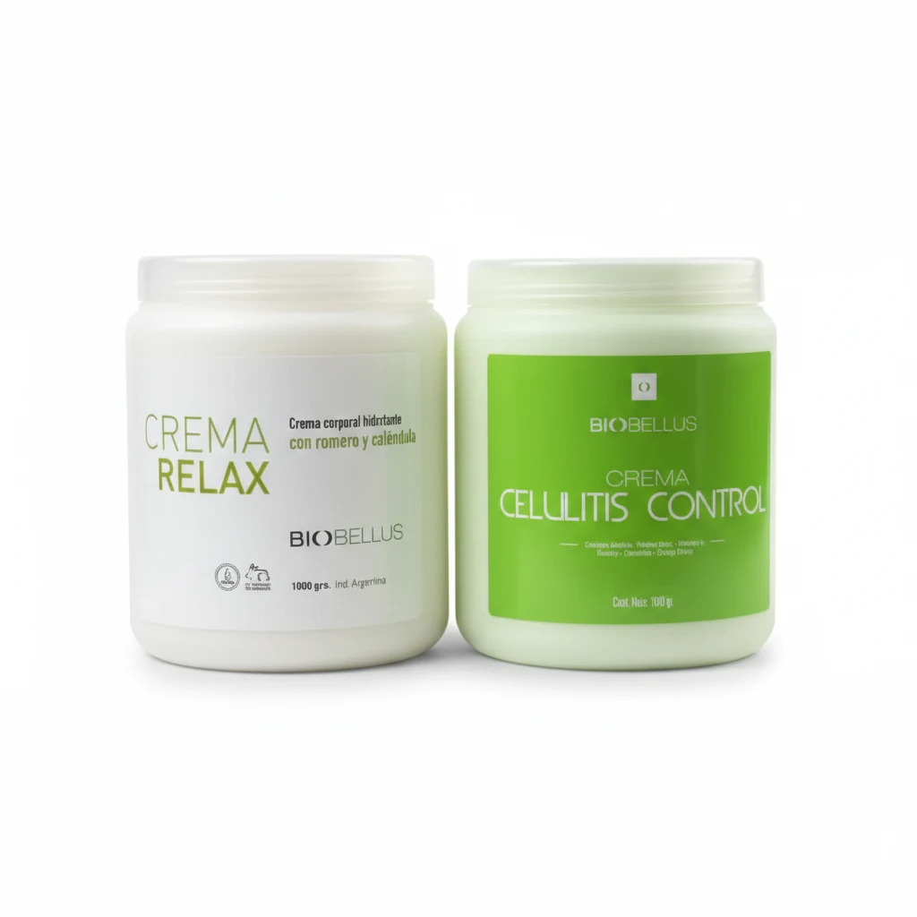Combo Crema Relax x1kg + Celulitis Control x1kg Biobellus Masajes y Reducción