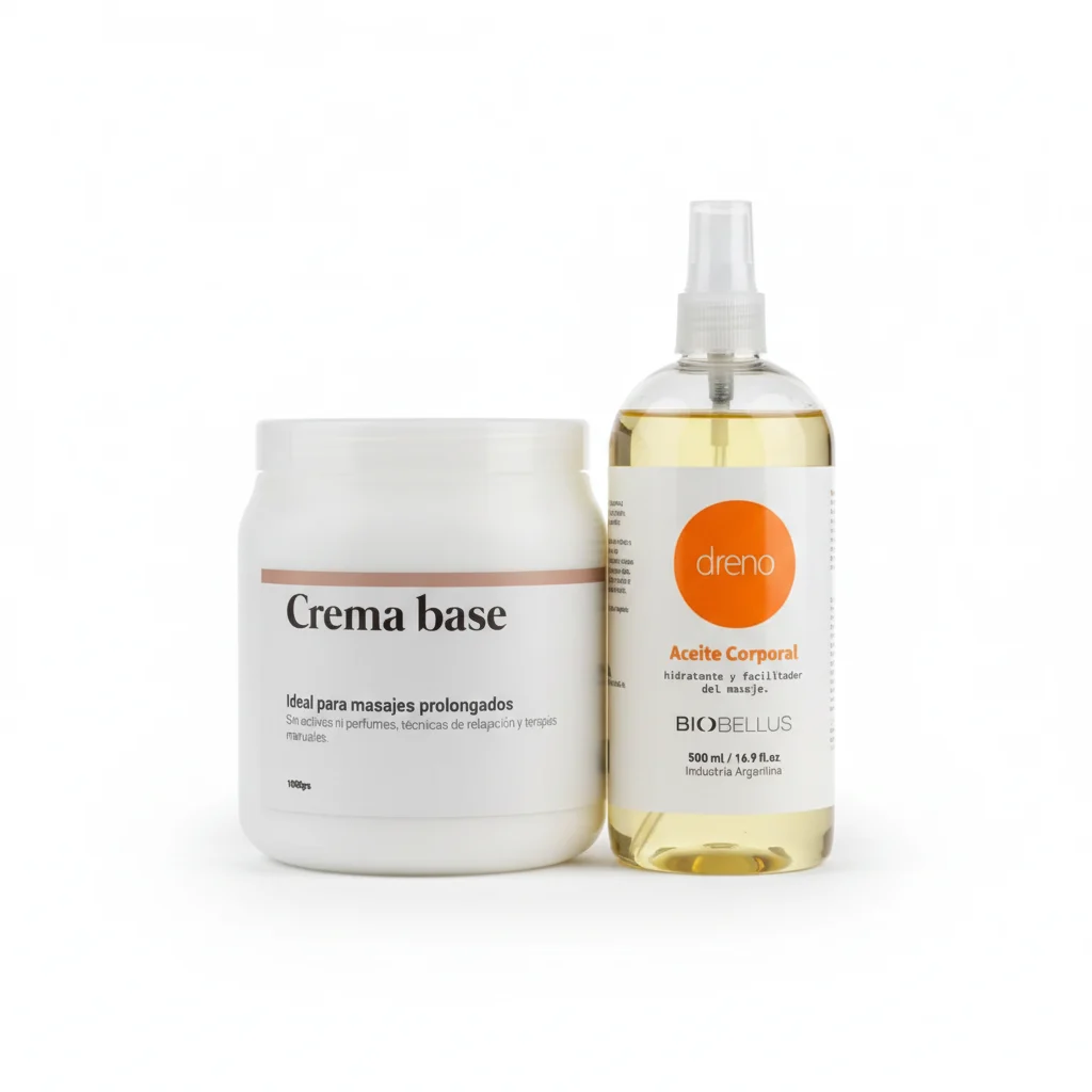 Combo Aceite Dreno Circulatorio Biobellus x500cc + Crema Base Dermabella x1kg Masajes Linfáticos y Prolongados