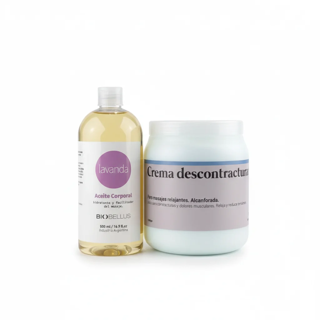 Combo Aceite Lavanda Biobellus x500cc + Crema Descontracturante Dermabella x1kg Relajación y Alivio Muscular