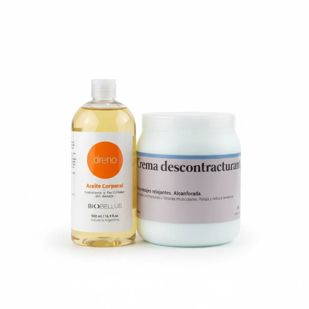 Combo Aceite Dreno Biobellus x500cc + Crema Descontracturante Dermabella x1kg Piernas Cansadas y Dolores Musculares