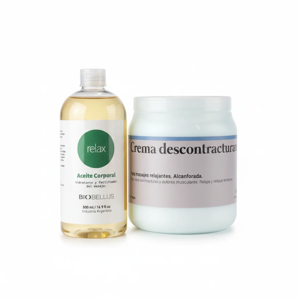 Combo Crema Descontracturante Dermabella x1kg + Aceite Relax Biobellus x500cc Relajación Muscular y Sensorial