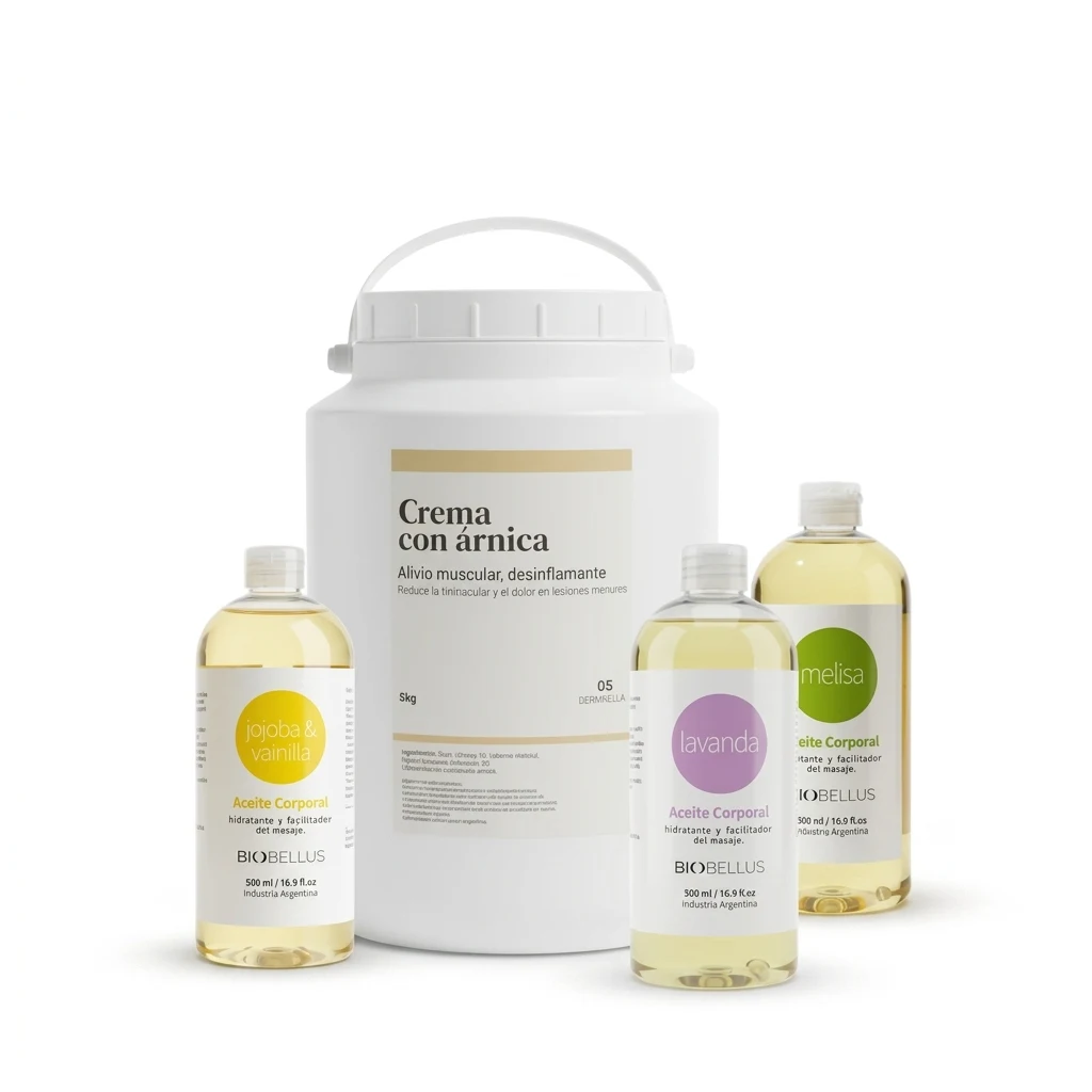 Combo Árnica x5kg + Aromas Relajantes (Lavanda, Melisa, Jojoba y Vainilla x500cc)
