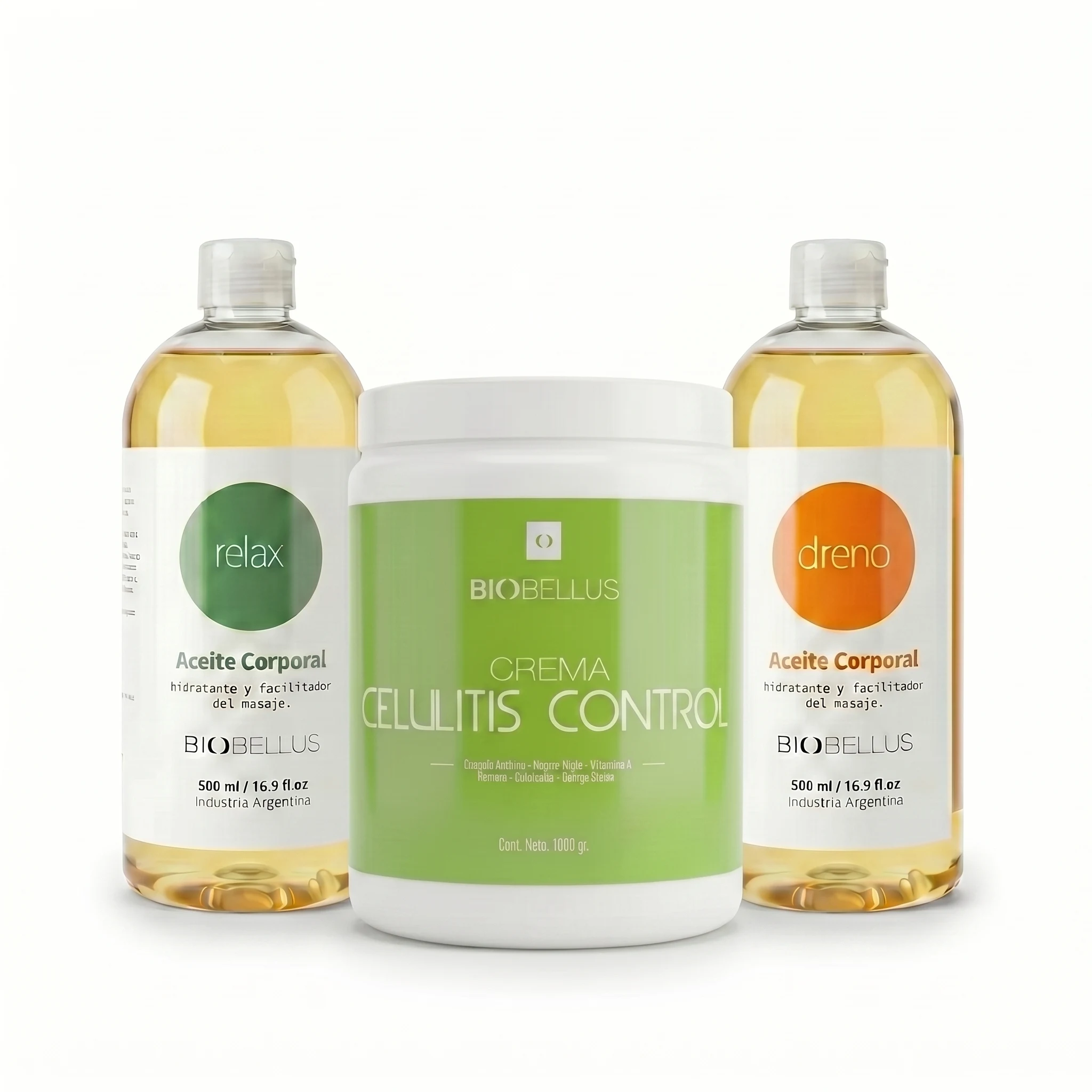 Combo Celulitis Control + Aceites Drenantes - Crema Celulitis Control x1kg + Aceites Dreno y Relax x500cc