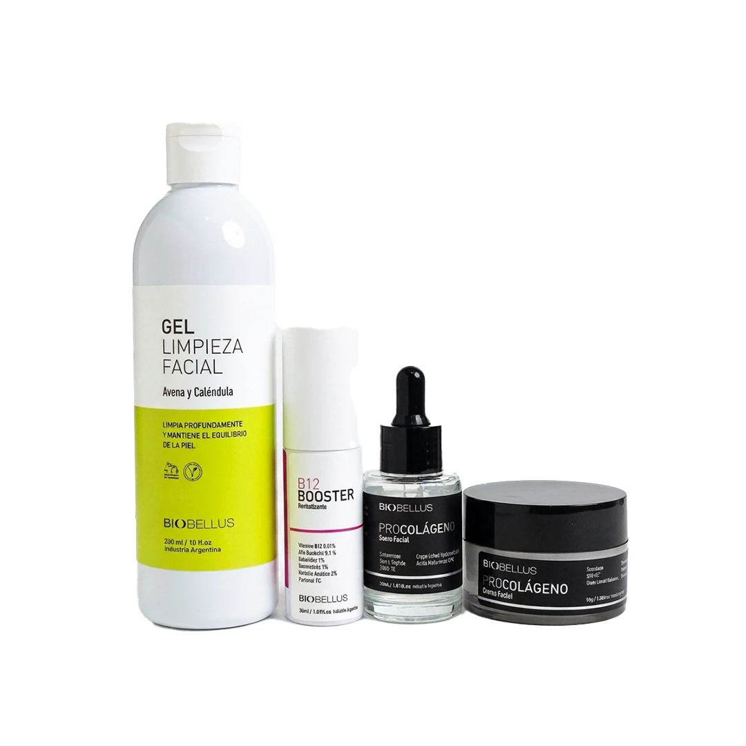 Combo facial Biobellus para piel madura: gel de limpieza + B12 Booster