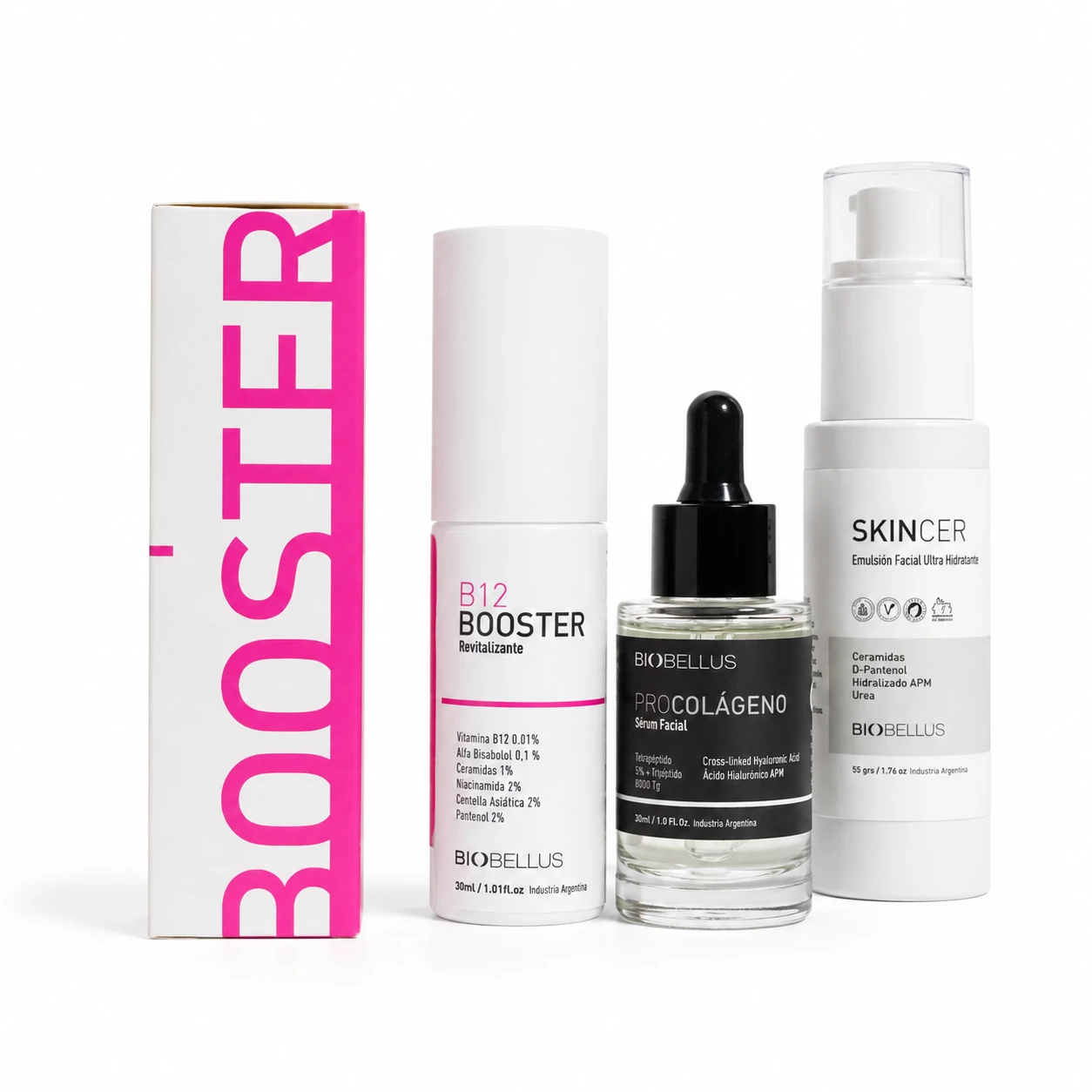 Combo B12 Booster 30ml + Suero Procolageno 30ml + Skincer Facial Ultra Hidratante 50grs