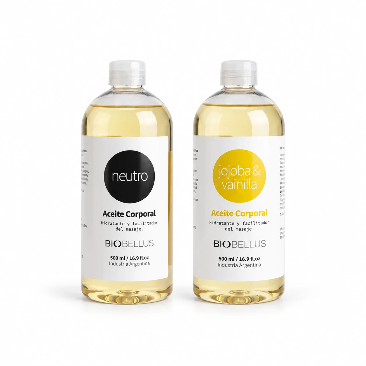 Combo Aceite Neutro x500cc + Aceite Jojoba y Vainilla x500cc Biobellus